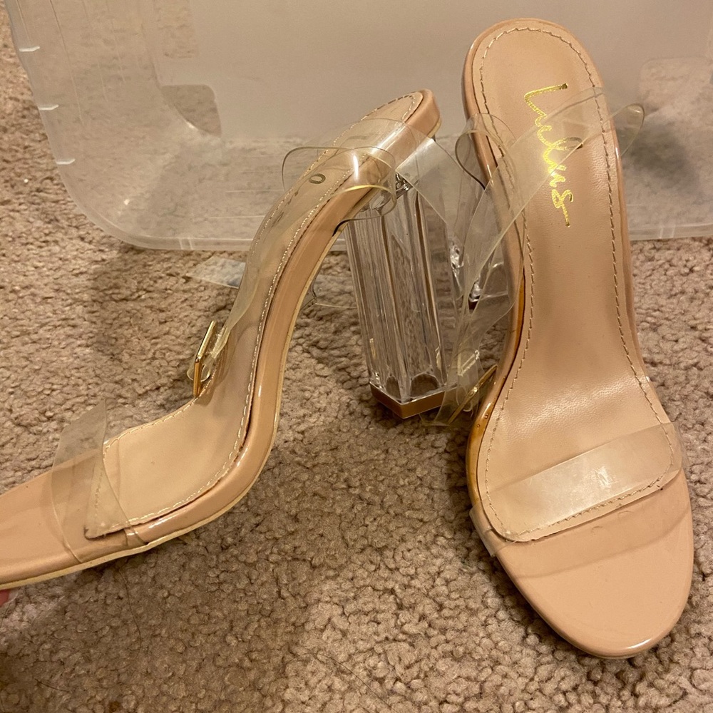 Lulus clear block heels size 6